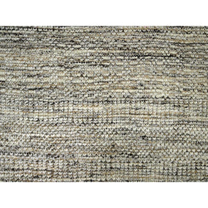 10'3"x13'9" Beige And Brown, Oxidized And Distressed Grass Design With Exposed Warps, Hand Knotted, 100% Wool, Oriental Rug FWR460284