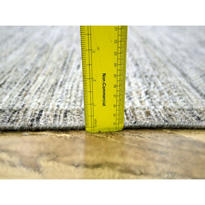 10'3"x13'9" Beige And Brown, Oxidized And Distressed Grass Design With Exposed Warps, Hand Knotted, 100% Wool, Oriental Rug FWR460284