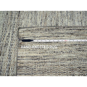 10'3"x13'9" Beige And Brown, Oxidized And Distressed Grass Design With Exposed Warps, Hand Knotted, 100% Wool, Oriental Rug FWR460284