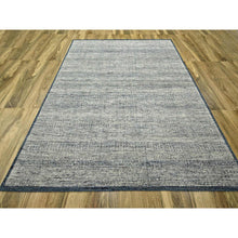 Load image into Gallery viewer, 8&#39;2&quot;x10&#39; Midnight Blue And Ivory, Hand Knotted, 100% Wool, Oxidized And Distressed Grass Design With Exposed Warps, Oriental Rug FWR460296