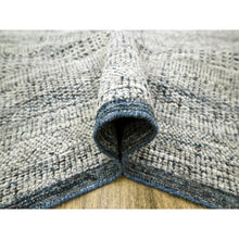 Load image into Gallery viewer, 8&#39;2&quot;x10&#39; Midnight Blue And Ivory, Hand Knotted, 100% Wool, Oxidized And Distressed Grass Design With Exposed Warps, Oriental Rug FWR460296