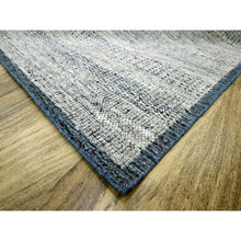 Load image into Gallery viewer, 8&#39;2&quot;x10&#39; Midnight Blue And Ivory, Hand Knotted, 100% Wool, Oxidized And Distressed Grass Design With Exposed Warps, Oriental Rug FWR460296