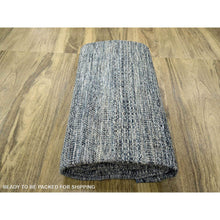 Load image into Gallery viewer, 8&#39;2&quot;x10&#39; Midnight Blue And Ivory, Hand Knotted, 100% Wool, Oxidized And Distressed Grass Design With Exposed Warps, Oriental Rug FWR460296