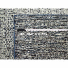 Load image into Gallery viewer, 8&#39;2&quot;x10&#39; Midnight Blue And Ivory, Hand Knotted, 100% Wool, Oxidized And Distressed Grass Design With Exposed Warps, Oriental Rug FWR460296