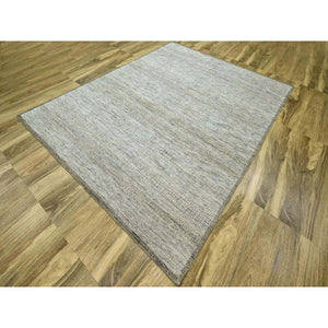 8'x10'3" Coffee Brown, Organic Wool, Hand Knotted, Oxidized & Distressed Grass Design With Exposed Warps, Oriental Rug FWR460308