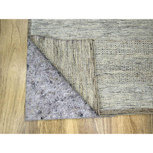 8'x10'3" Coffee Brown, Organic Wool, Hand Knotted, Oxidized & Distressed Grass Design With Exposed Warps, Oriental Rug FWR460308