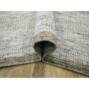 8'x10'3" Coffee Brown, Organic Wool, Hand Knotted, Oxidized & Distressed Grass Design With Exposed Warps, Oriental Rug FWR460308