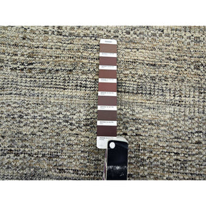 8'x10'3" Coffee Brown, Organic Wool, Hand Knotted, Oxidized & Distressed Grass Design With Exposed Warps, Oriental Rug FWR460308