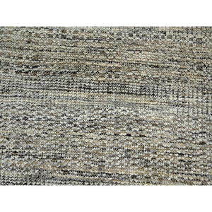 8'x10'3" Coffee Brown, Organic Wool, Hand Knotted, Oxidized & Distressed Grass Design With Exposed Warps, Oriental Rug FWR460308