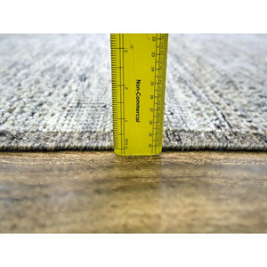 8'x10'3" Coffee Brown, Organic Wool, Hand Knotted, Oxidized & Distressed Grass Design With Exposed Warps, Oriental Rug FWR460308