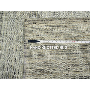 8'x10'3" Coffee Brown, Organic Wool, Hand Knotted, Oxidized & Distressed Grass Design With Exposed Warps, Oriental Rug FWR460308