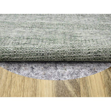 Load image into Gallery viewer, 10&#39;x10&#39; Pickle Green, Pure Wool, Oxidized And Distressed Grass Design With Exposed Warps, Hand Knotted, Round, Oriental Rug FWR460314