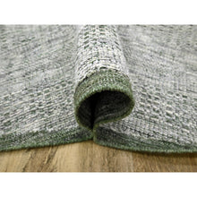 Load image into Gallery viewer, 10&#39;x10&#39; Pickle Green, Pure Wool, Oxidized And Distressed Grass Design With Exposed Warps, Hand Knotted, Round, Oriental Rug FWR460314