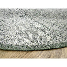 Load image into Gallery viewer, 10&#39;x10&#39; Pickle Green, Pure Wool, Oxidized And Distressed Grass Design With Exposed Warps, Hand Knotted, Round, Oriental Rug FWR460314