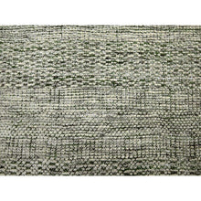 Load image into Gallery viewer, 10&#39;x10&#39; Pickle Green, Pure Wool, Oxidized And Distressed Grass Design With Exposed Warps, Hand Knotted, Round, Oriental Rug FWR460314