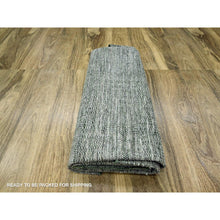 Load image into Gallery viewer, 10&#39;x10&#39; Pickle Green, Pure Wool, Oxidized And Distressed Grass Design With Exposed Warps, Hand Knotted, Round, Oriental Rug FWR460314