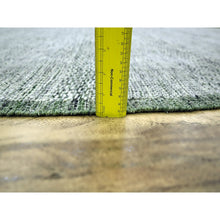 Load image into Gallery viewer, 10&#39;x10&#39; Pickle Green, Pure Wool, Oxidized And Distressed Grass Design With Exposed Warps, Hand Knotted, Round, Oriental Rug FWR460314