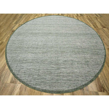 Load image into Gallery viewer, 12&#39;x12&#39; Hunter Green, Oxidized And Distressed Grass Design With Exposed Warps, Hand Knotted, 100% Wool, Round, Oriental Rug FWR460320