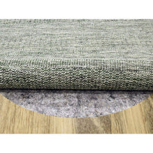 Load image into Gallery viewer, 12&#39;x12&#39; Hunter Green, Oxidized And Distressed Grass Design With Exposed Warps, Hand Knotted, 100% Wool, Round, Oriental Rug FWR460320