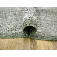 Load image into Gallery viewer, 12&#39;x12&#39; Hunter Green, Oxidized And Distressed Grass Design With Exposed Warps, Hand Knotted, 100% Wool, Round, Oriental Rug FWR460320