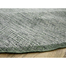 Load image into Gallery viewer, 12&#39;x12&#39; Hunter Green, Oxidized And Distressed Grass Design With Exposed Warps, Hand Knotted, 100% Wool, Round, Oriental Rug FWR460320