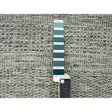 Load image into Gallery viewer, 12&#39;x12&#39; Hunter Green, Oxidized And Distressed Grass Design With Exposed Warps, Hand Knotted, 100% Wool, Round, Oriental Rug FWR460320