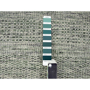 12'x12' Hunter Green, Oxidized And Distressed Grass Design With Exposed Warps, Hand Knotted, 100% Wool, Round, Oriental Rug FWR460320