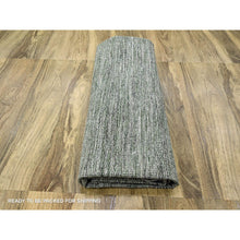 Load image into Gallery viewer, 12&#39;x12&#39; Hunter Green, Oxidized And Distressed Grass Design With Exposed Warps, Hand Knotted, 100% Wool, Round, Oriental Rug FWR460320