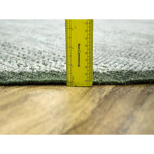 Load image into Gallery viewer, 12&#39;x12&#39; Hunter Green, Oxidized And Distressed Grass Design With Exposed Warps, Hand Knotted, 100% Wool, Round, Oriental Rug FWR460320