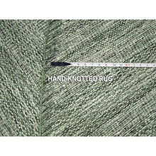 Load image into Gallery viewer, 12&#39;x12&#39; Hunter Green, Oxidized And Distressed Grass Design With Exposed Warps, Hand Knotted, 100% Wool, Round, Oriental Rug FWR460320