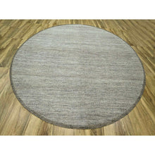 Load image into Gallery viewer, 12&#39;x12&#39; Coffee Brown, Hand Knotted, Oxidized And Distressed Grass Design With Exposed Warps, Natural Wool, Round, Oriental Rug FWR460326