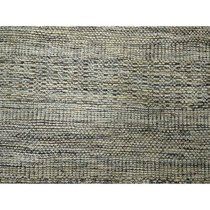12'x12' Coffee Brown, Hand Knotted, Oxidized And Distressed Grass Design With Exposed Warps, Natural Wool, Round, Oriental Rug FWR460326