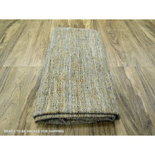 Load image into Gallery viewer, 10&#39;x10&#39; Golden Yellow, 100% Wool, Hand Knotted, Oxidized Grass Design, Distressed, Exposed Warps, Round, Oriental Rug FWR460332