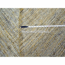 Load image into Gallery viewer, 10&#39;x10&#39; Golden Yellow, 100% Wool, Hand Knotted, Oxidized Grass Design, Distressed, Exposed Warps, Round, Oriental Rug FWR460332