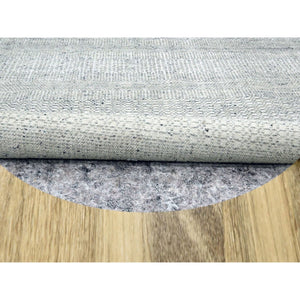 10'x10' Misty Gray, Hand Knotted, Distressed And Oxidized Grass Design With Exposed Warps, Organic Wool, Round, Oriental Rug FWR460338