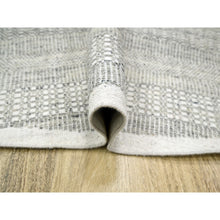 Load image into Gallery viewer, 10&#39;x10&#39; Misty Gray, Hand Knotted, Distressed And Oxidized Grass Design With Exposed Warps, Organic Wool, Round, Oriental Rug FWR460338