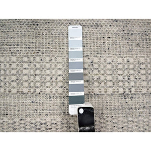 10'x10' Misty Gray, Hand Knotted, Distressed And Oxidized Grass Design With Exposed Warps, Organic Wool, Round, Oriental Rug FWR460338