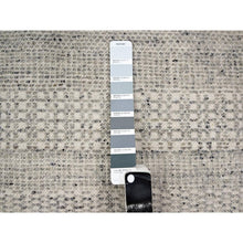 Load image into Gallery viewer, 10&#39;x10&#39; Misty Gray, Hand Knotted, Distressed And Oxidized Grass Design With Exposed Warps, Organic Wool, Round, Oriental Rug FWR460338