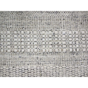 10'x10' Misty Gray, Hand Knotted, Distressed And Oxidized Grass Design With Exposed Warps, Organic Wool, Round, Oriental Rug FWR460338