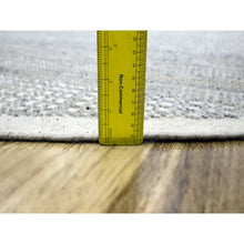 Load image into Gallery viewer, 10&#39;x10&#39; Misty Gray, Hand Knotted, Distressed And Oxidized Grass Design With Exposed Warps, Organic Wool, Round, Oriental Rug FWR460338