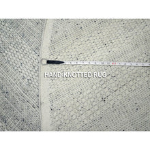 Load image into Gallery viewer, 10&#39;x10&#39; Misty Gray, Hand Knotted, Distressed And Oxidized Grass Design With Exposed Warps, Organic Wool, Round, Oriental Rug FWR460338