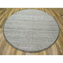 Load image into Gallery viewer, 10&#39;x10&#39; Cedar Brown, Pure Wool, Distressed And Oxidized Grass Design With Exposed Warps, Hand Knotted, Round, Oriental Rug FWR460344