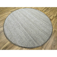 Load image into Gallery viewer, 10&#39;x10&#39; Cedar Brown, Pure Wool, Distressed And Oxidized Grass Design With Exposed Warps, Hand Knotted, Round, Oriental Rug FWR460344