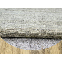 Load image into Gallery viewer, 10&#39;x10&#39; Cedar Brown, Pure Wool, Distressed And Oxidized Grass Design With Exposed Warps, Hand Knotted, Round, Oriental Rug FWR460344
