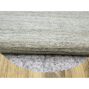 10'x10' Cedar Brown, Pure Wool, Distressed And Oxidized Grass Design With Exposed Warps, Hand Knotted, Round, Oriental Rug FWR460344