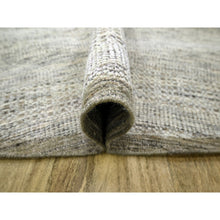 Load image into Gallery viewer, 10&#39;x10&#39; Cedar Brown, Pure Wool, Distressed And Oxidized Grass Design With Exposed Warps, Hand Knotted, Round, Oriental Rug FWR460344