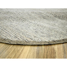 Load image into Gallery viewer, 10&#39;x10&#39; Cedar Brown, Pure Wool, Distressed And Oxidized Grass Design With Exposed Warps, Hand Knotted, Round, Oriental Rug FWR460344
