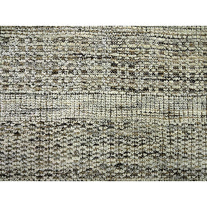 10'x10' Cedar Brown, Pure Wool, Distressed And Oxidized Grass Design With Exposed Warps, Hand Knotted, Round, Oriental Rug FWR460344