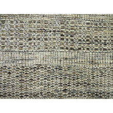 Load image into Gallery viewer, 10&#39;x10&#39; Cedar Brown, Pure Wool, Distressed And Oxidized Grass Design With Exposed Warps, Hand Knotted, Round, Oriental Rug FWR460344