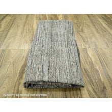 Load image into Gallery viewer, 10&#39;x10&#39; Cedar Brown, Pure Wool, Distressed And Oxidized Grass Design With Exposed Warps, Hand Knotted, Round, Oriental Rug FWR460344